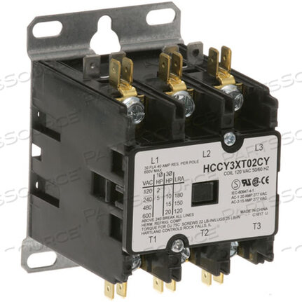 Replaces Vulcan Technologies 00-840115CONTACTOR3P 30/40A 120V