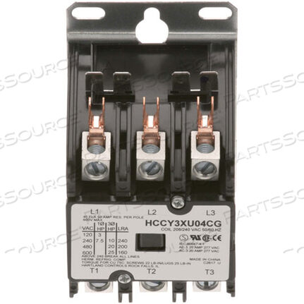 Replaces Vulcan Technologies 00-411497-000C7CONTACTOR 3P 40/50A 208/240V