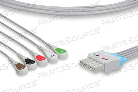 Replaces Draeger Inc. 5956458DRAEGER COMPATIBLE ECG LEADWIRE 5 LEADS SNAP BAG OF 1