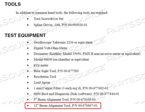OEM#: 0087886702BEAM ALIGNMENT ASSEMBLY TOOL, 12 IN by OEC Medical Systems (GE Healthcare)