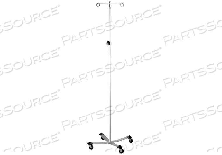 OEM#: 05714100001410SS STAINLESS STEEL IV STAND WITH 4-LEG BASE, 2-HOOK, 51-3/4 - 94 HEIGHT by Blickman