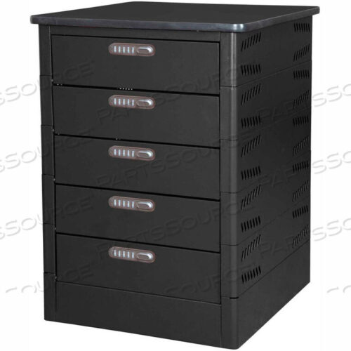 OEM#: TEKS5-C-LT-T25-L1595-60TEKSTAK LAPTOP STORAGE LOCKER WITH LAMINATE TOP, 5 BAYS, ELECTRONIC LOCK, BLACK by Datum Filing