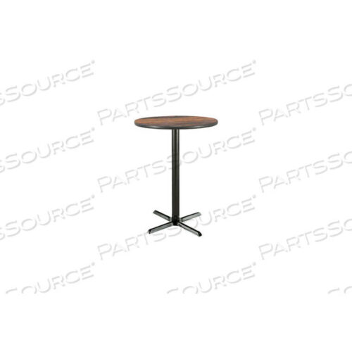 OEM#: T36RD-B2025-38-WL36 X 42H ROUND BAR HEIGHT PEDESTAL TABLE - WALNUT, BLACK BASE by KFI