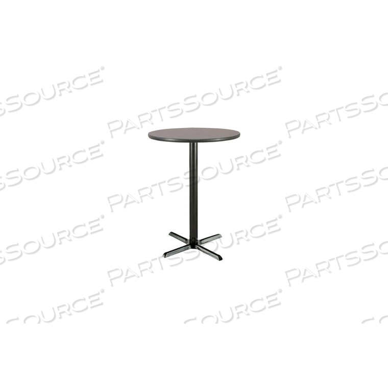 OEM#: T36RD-B2025-38-GPN36 X 42H ROUND BAR HEIGHT PEDESTAL TABLE - GRAPHITE NEBULA, BLACK BASE by KFI