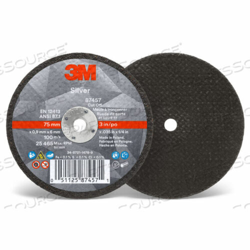 OEM#: UU009036748SILVER CUT-OFF WHEEL, 6-3/8 X .035 X 1/4 T1, CERAMIC GRAIN, 36 GRIT by 3M Consumer
