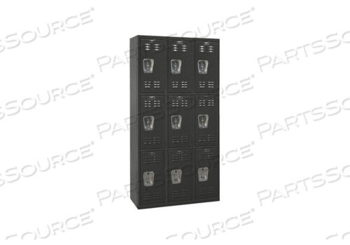 OEM#: U3282-3A-METRIPLE TIER 9 DOOR BLACK TIE STEEL LOCKER, 12WX18DX24H, BLACK, ASSEMBLED by Hallowell