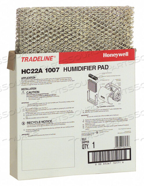 OEM#: HC22A1007HUMIDIFIER PAD,9.5X10X1.5 by Honeywell