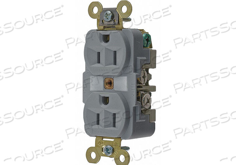 OEM#: HBL5262GYRECEPTACLE, DUPLEX, INDUSTRIAL EXTRA HEAVY DUTY, 5-15R, 125V, 15A, GRAY by Hubbell Incorporated, Wiring Device-Kellums