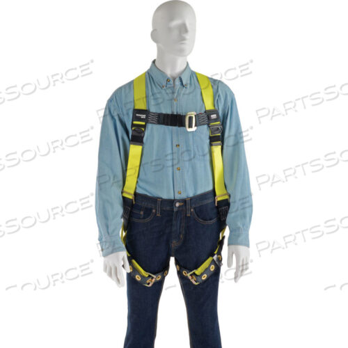 MILLER FULL BODY HARNESS, BACK D RING, TONGUE LEG STRAP, BLACK/YELLOW