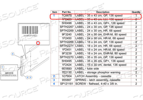 OEM#: UN7C6678SP136/35X43 BARCODE - EXP by Carestream Health, Inc.