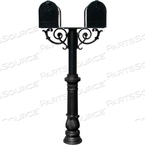 OEM#: HPWS2-700-E1THE HANFORD TWIN POST (WITH SUPPORT BRACE), ORNATE BASE & E1 ECONOMY MAILBOX by Qualarc