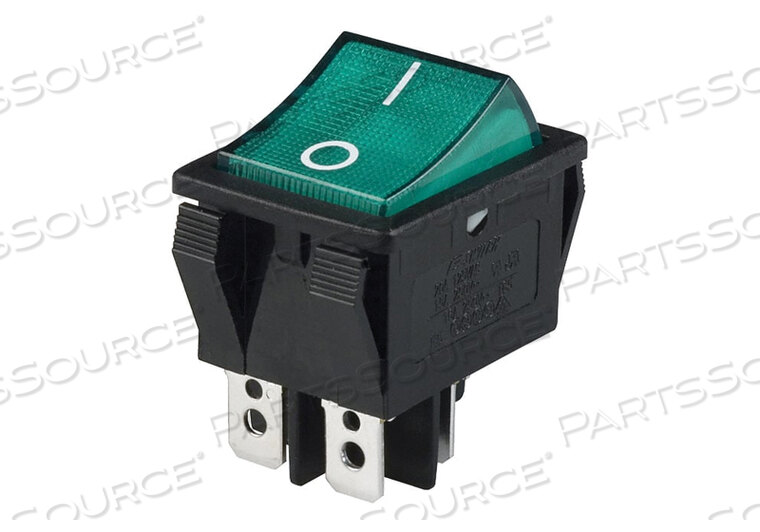 Replaces Olympus America Inc. DY117400ROCKER POWER SWITCH, GREEN, 0.25 IN QUICK CONNECT, DPST, 125 VAC, 20 A