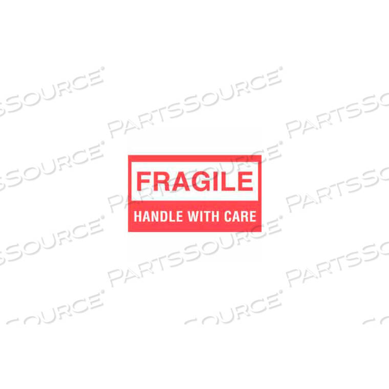 OEM#: DL1070FRAGILE HANDLE WITH CARE 3 X 5 - WHITE / RED by Decker Tape Products