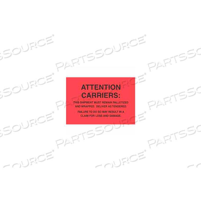 OEM#: DL3181ATTN.CARRIERS 4 X 6 - FLUORESCENT RED / BLACK by Decker Tape Products