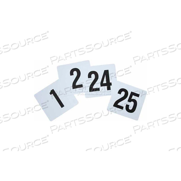OEM#: TBN-25TABLE NUMBERS, 1-25, 3-3/4W, 4H, PLASTIC, NUMBERS ON BOTH SIDES, 10 PKGS/25 by Winco DWL International, LLC