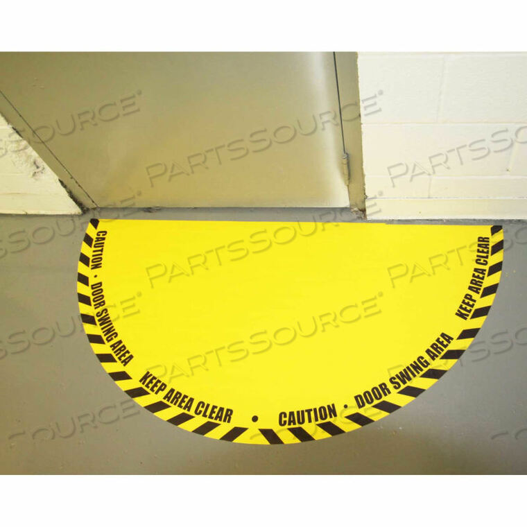 OEM#: 0653-UENDURASTRIPE FULL 180 DOOR SWING SIGN, BLACK ON YELLOW, 34 X 68 by ERGOMAT INC.