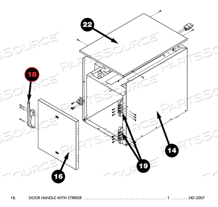 Replaces Enthermics Medical Systems HD-2007HANDLE WITH STRIKE
