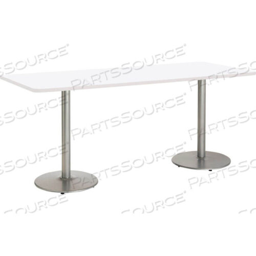 OEM#: T3696-B1922-SL-D354-3196 X 36H COUNTER HEIGHT PEDESTAL TABLE - DESIGNER WHITE TOP - ROUND SILVER BASE by KFI