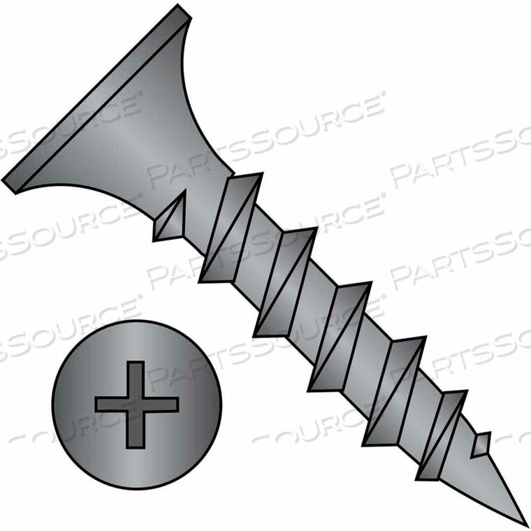OEM#: 0826CPG#8 X 1-5/8 DRYWALL SCREW FOR PARTICLE BOARD - PHILLIPS RECESS BUGLE HD - BLK PHOS. - UNC - 2000 PK by Kanebridge Corporation