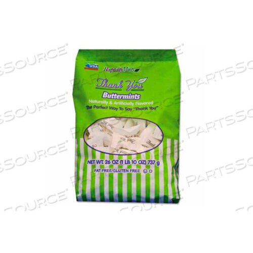 OEM#: HMT000501HOSPITALITY MINTS THANK YOU BUTTERMINTS CANDY, CREAMY MINT, 26 OZ.. BAG by Marjack
