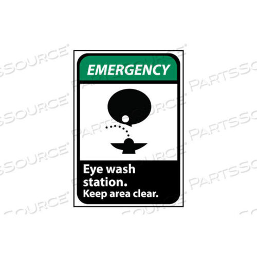 OEM#: EGA4PEMERGENCY SIGN 10X7 VINYL - EYE WASH STATION KEEP AREA CLEAR by National Marker Company