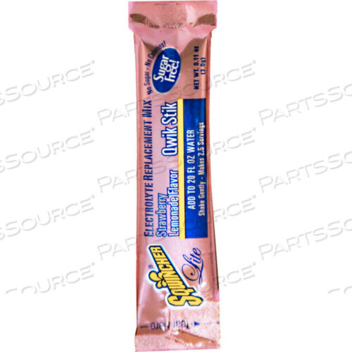 OEM#: 060099-SLZERO QWIK STIK SUGAR FREE, STRAWBERRY LEMONADE, 0.11 OZ. PACKS, 500/CARTON by Sqwincher