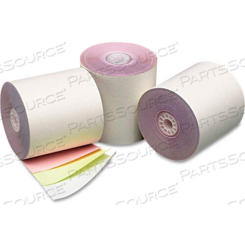 OEM#: 07638THREE-PLY CASH REGISTER/POS ROLLS, 3X70, WHITE/CANARY/PINK, 50 ROLLS/CARTON by PM Company