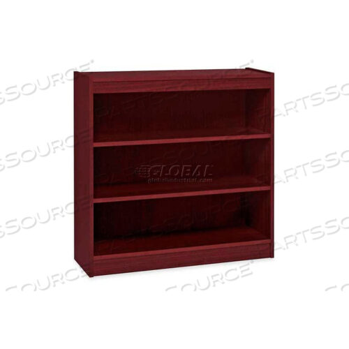 LORELL 3-SHELF PANEL END HARDWOOD VENEER BOOKCASE, 36W X 12D X 36H, MAHOGANY
