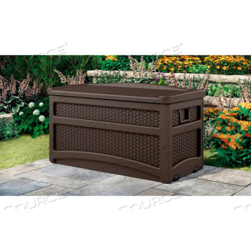 OEM#: DBW7500OUTDOOR DECK BOX WITH SEAT AND ROLLERS 73 GALLON 46L X 23-5/8W X 25-1/2H MOCHA by Suncast Commercial