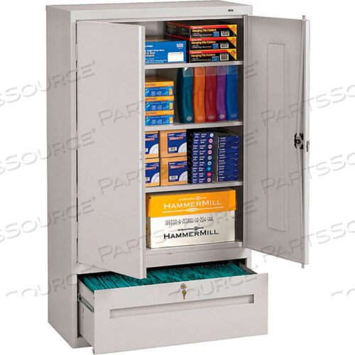 OEM#: DWR-6618-LGYALL-WELDED STORAGE CABINET WITH FILE DRAWER, 36WX18DX66H, LIGHT GRAY by Tennsco Corp.