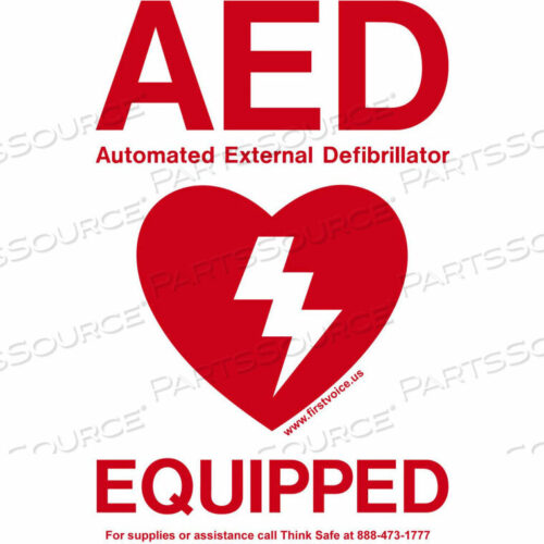 OEM#: V10183-10FIRST VOICE AED WINDOW DOOR STICKER AED EQUIPPED, WEATHERPROOF, 10/PACK by First Voice