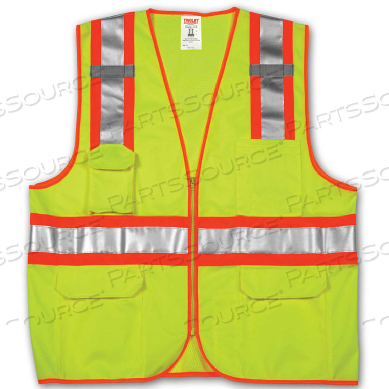 OEM#: V73852.2X-3XV73852 JOB SIGHT CLASS 2 SURVEYOR STYLE VEST, FLUORESCENT LIME, 2XL/3XL by Tingley Rubber