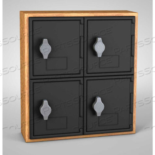 OEM#: UVQ10244 DOOR CELL PHONE LOCKER W/HASP LOCK, 12WX4DX13-1/2H, LT OAK/BLK,ASSEMBLED by United Visual Products