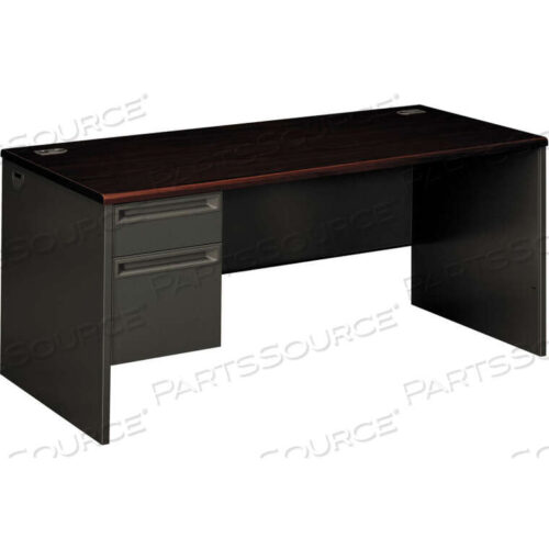 OEM#: HON38292LNSLEFT PEDESTAL DESK - 66W X 30D X 29-1/2H - MAHOGANY/CHARCOAL - 38000 SERIES by HON