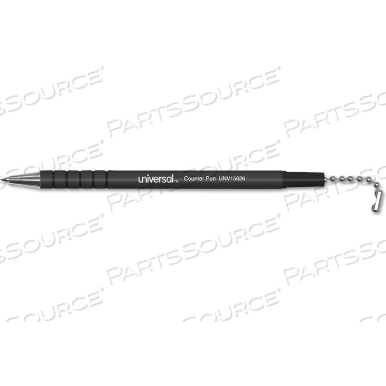 OEM#: UNV15625STICK BALLPOINT COUNTER PEN, MEDIUM 1MM, BLACK INK, BLACK BARREL by Universal Products