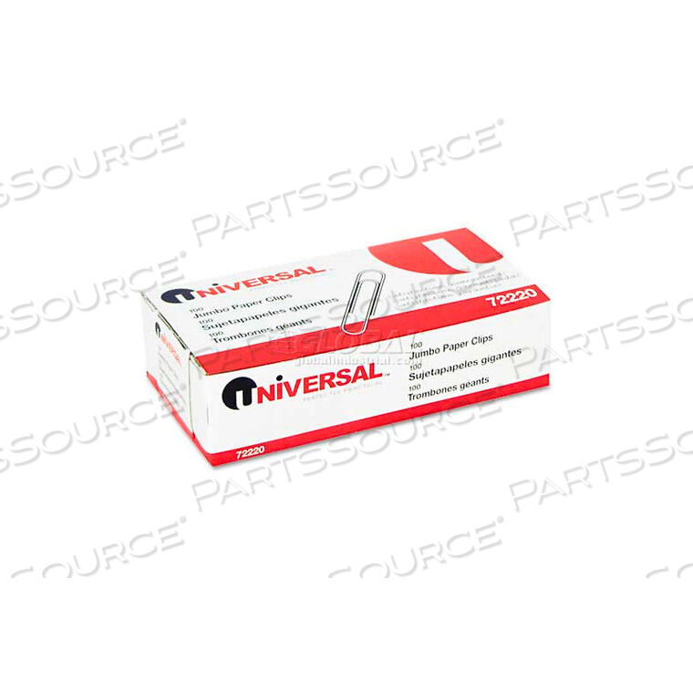 OEM#: UNV72220BXSMOOTH PAPER CLIPS, WIRE, JUMBO, SILVER, 100/BOX by Universal