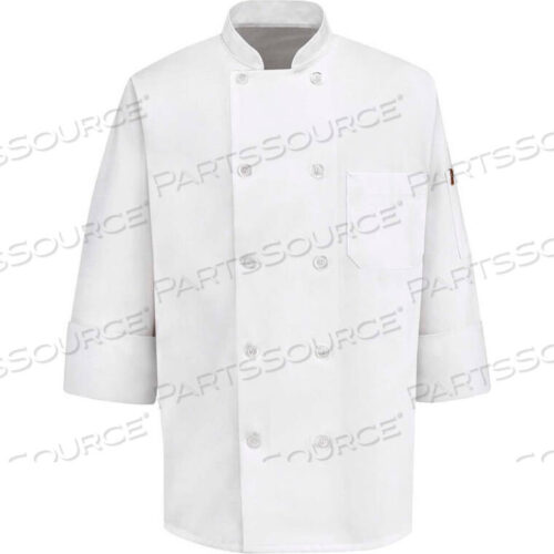 OEM#: 0415WHRGXXLCHEF DESIGNS MENS 10 BUTTON-FRONT CHEF COAT, PEARL BUTTONS, WHITE, POLYESTER/COTTON, 2XL by VF Imagewear, Inc.