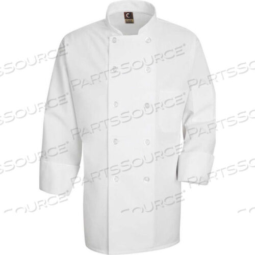 OEM#: 0423WHRGSCHEF DESIGNS MENS 10 BUTTON-FRONT CHEF COAT, PEARL BUTTONS, WHITE, POLYESTER, S by VF Imagewear, Inc.