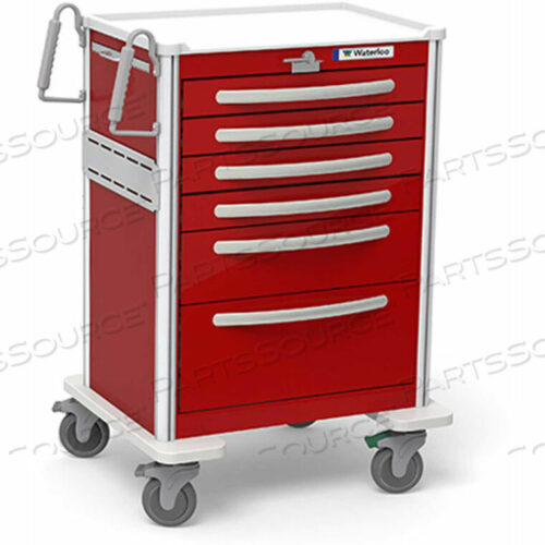 OEM#: UTRLA-333369-RED6-DRAWER ALUMINUM TALL EMERGENCY CART, LEVER LOCK, RED by Waterloo Healthcare