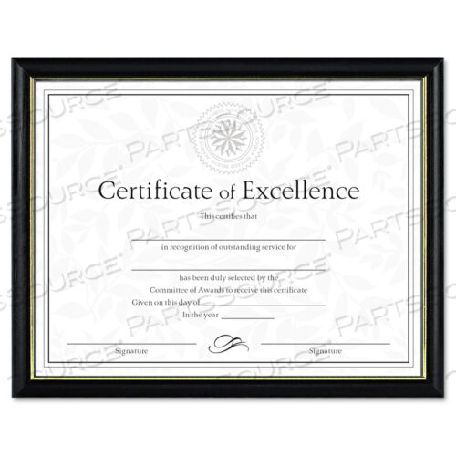 TWO-TONE DOCUMENT/DIPLOMA FRAME, WOOD, 8.5 X 11, BLACK WITH GOLD LEAF TRIM