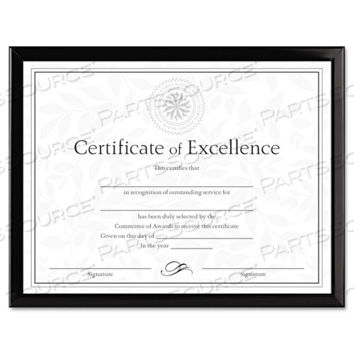 VALUE U-CHANNEL DOCUMENT FRAME WITH CERTIFICATE, 8.5 X 11, BLACK