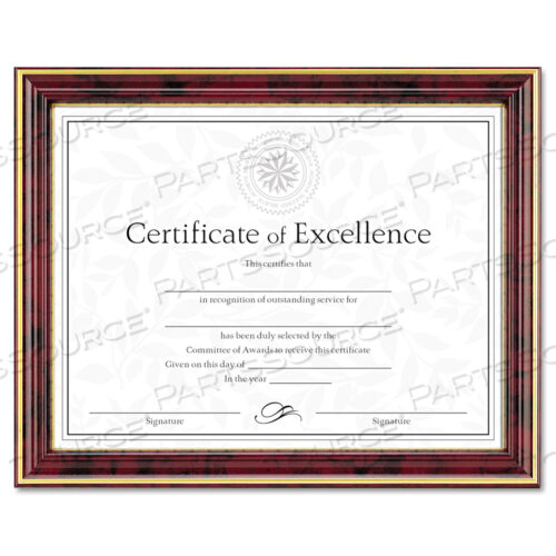 GOLD-TRIMMED DOCUMENT FRAME WITH CERTIFICATE, WOOD, 8.5 X 11, MAHOGANY