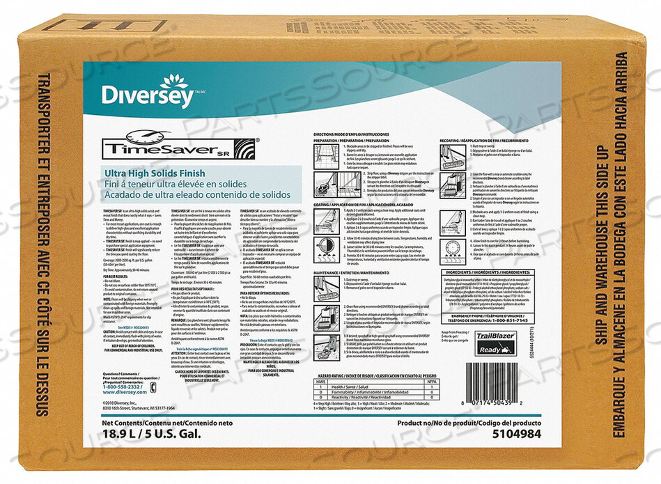 OEM#: 5104984FLOOR FINISH 5 GAL. 30 TO 40 MIN. by Diversey