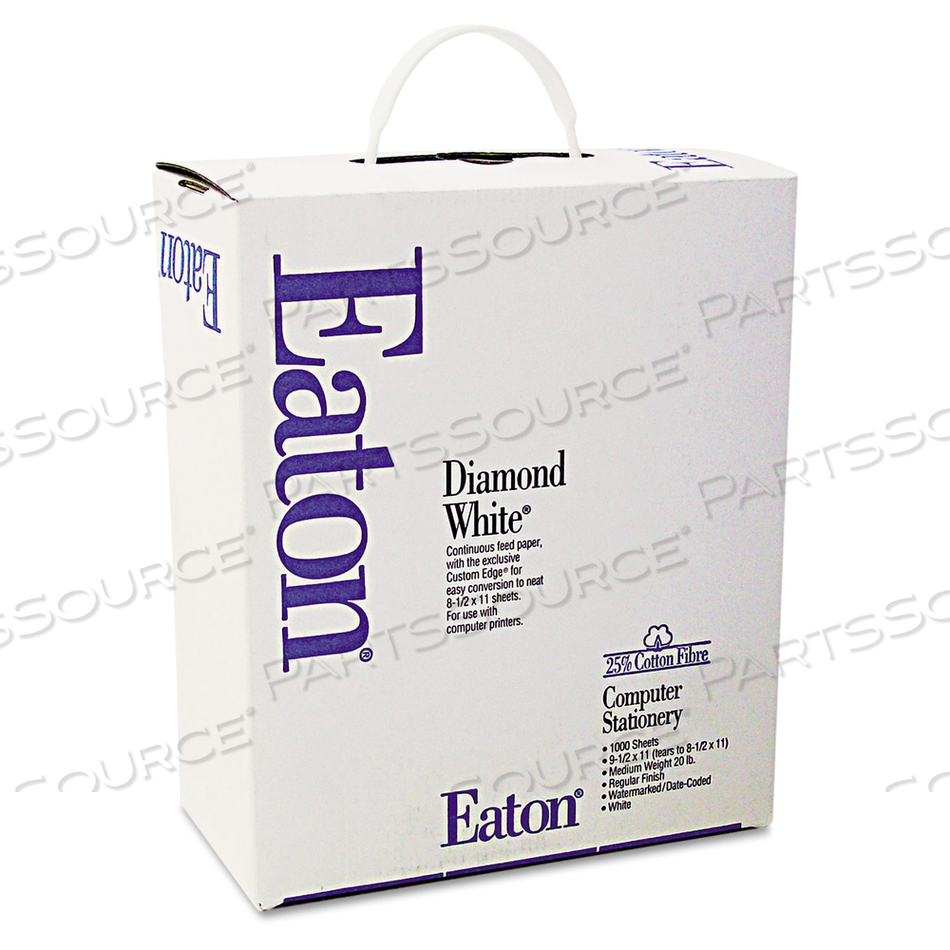 CONTINUOUS FEED COMPUTER PAPER, 1-PART, 20 LB BOND WEIGHT, 9.5 X 11, WHITE, 1, 000/CARTON