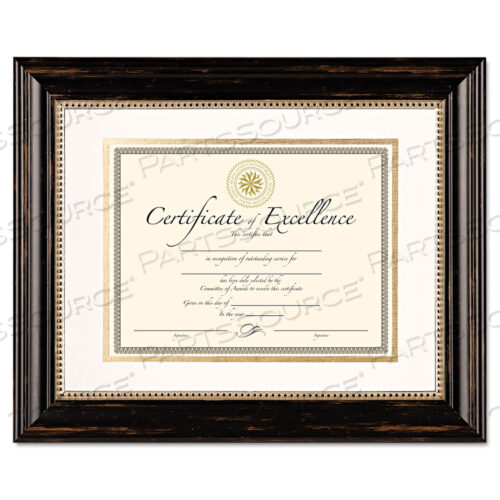 GENOVA DOCUMENT FRAME WITH MAT, 11 X 14, 8.5 X 11, PLASTIC, BLACK