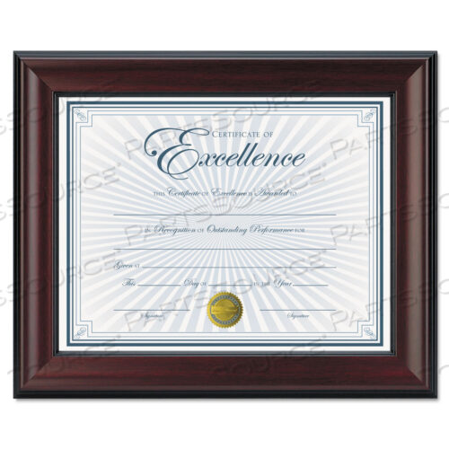 ROSEWOOD DOCUMENT FRAME, WALL-MOUNT, PLASTIC, 8.5 X 11