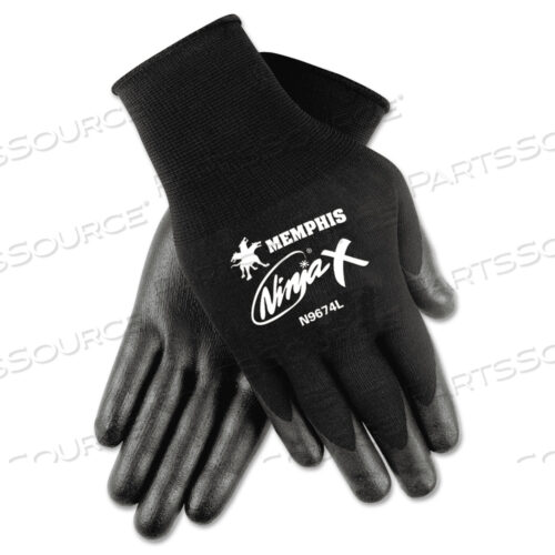 NINJA X 15 GAUGE BLACK NYLON/SPANDEX SHELL, BLACK BI-POLYMER DIPPED PALM & FINGERTIPS, ABRASION 4
