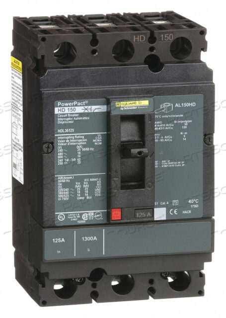 OEM#: HDL36125CIRCUIT BREAKER 125A 3P 600VAC HD by Square D