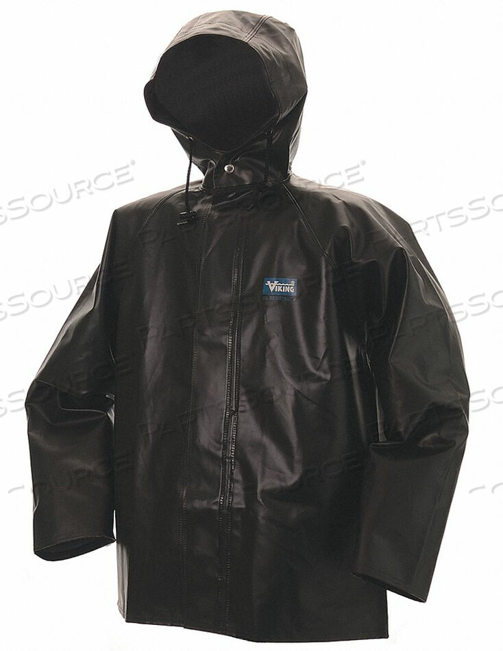 OEM#: 4125J-LRAIN JACKET W/HOOD 0.45MM PVC GREEN L by Viking