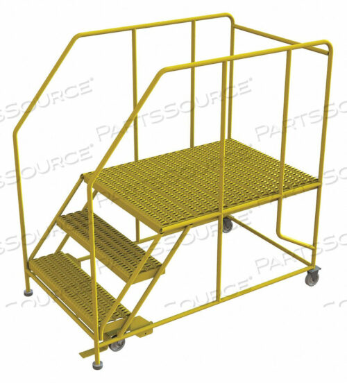 OEM#: WLWP133648SL-Y3 STEP MOBILE WORK PLATFORM 36W X 48L, 36 HANDRAILS, SAFETY YELLOW by Tri-Arc